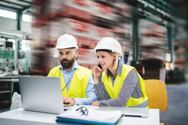 Technical professionals using industrial and technical translation services for safety manuals.